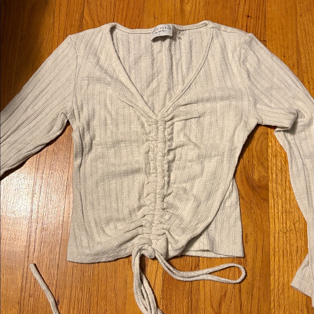 White CrissCross Tie back sweater